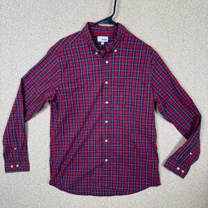 Sonoma Goods For Life Men’s Large Red Blue Plaid Button Down Shirt Cotton Casual
